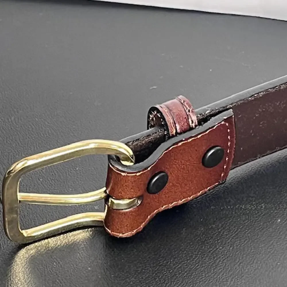 Schmidt Embossed Leather Belt with‎ Brass Gold Buckle Men's Sz 50